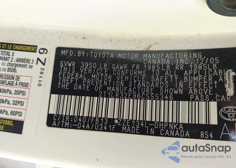 2006 Toyota Matrix Xr from USA, damaged, VIN 2T1LR32E96C555346